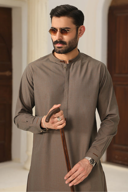 Brown Kurta with Pants - 1822