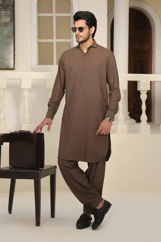 Mens Brown Kurta Shalwar - 1833