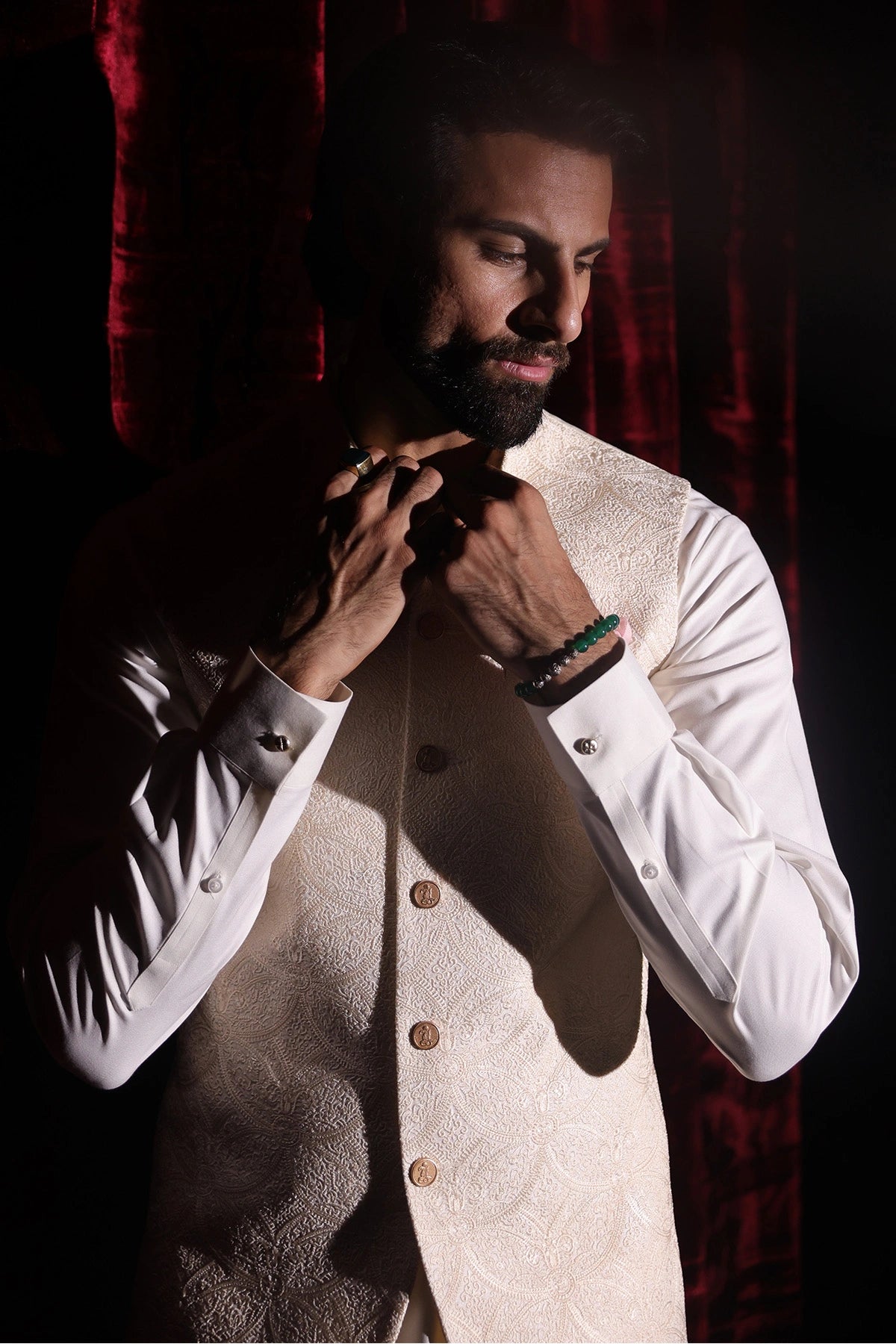 Off-White Embroidered Waistcoat - WC-292