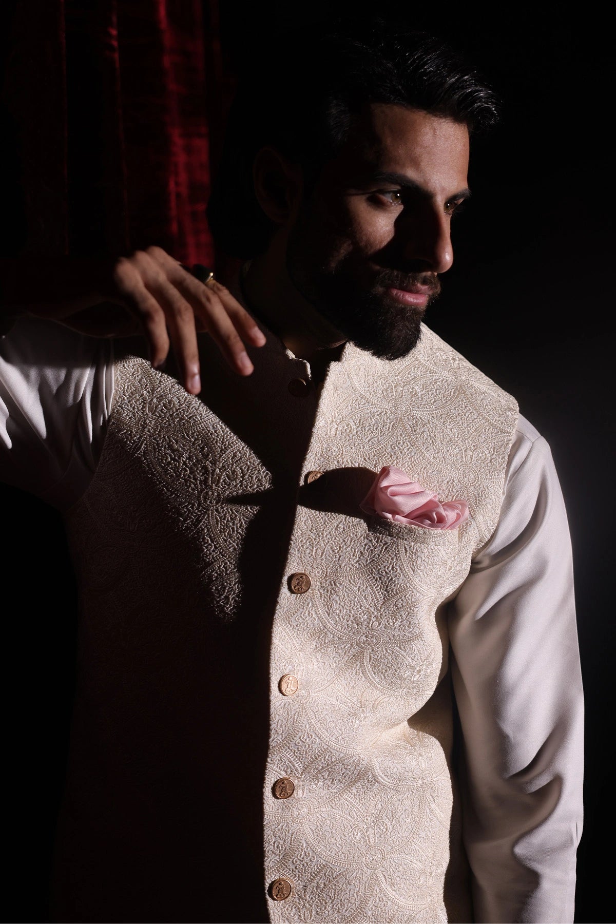 Off-White Embroidered Waistcoat - WC-292