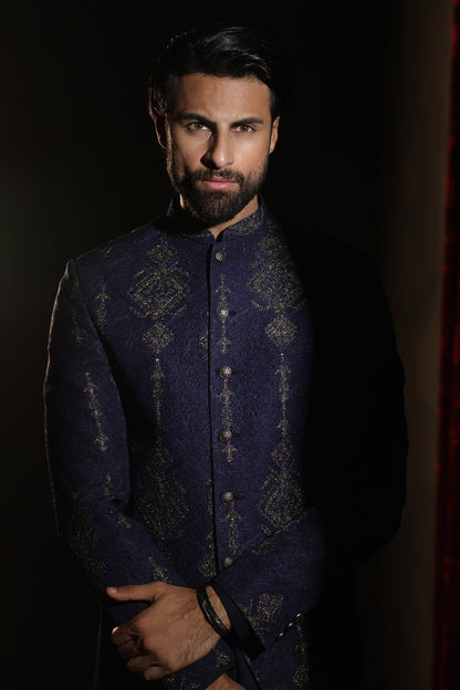 Blue Embroidered Prince coat- PC-105