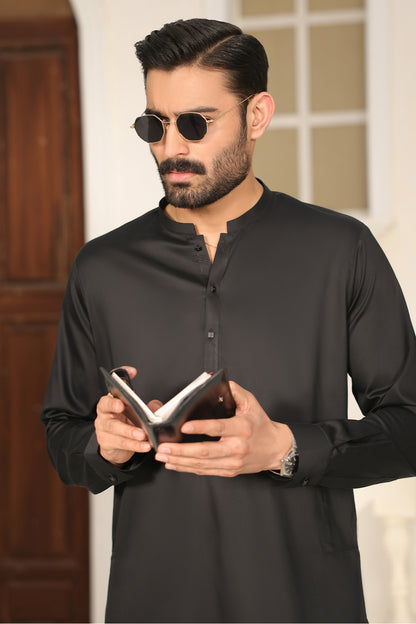 Cotton Black Kurta Pants - 1813