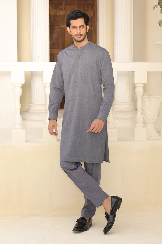 Blue Cotton Kurta with Pants for Men