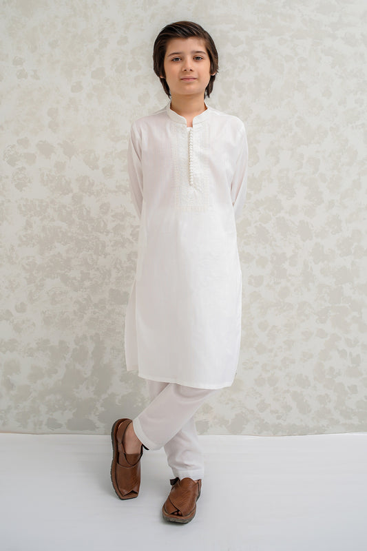 Boys Off White Kurta Pajama - B620