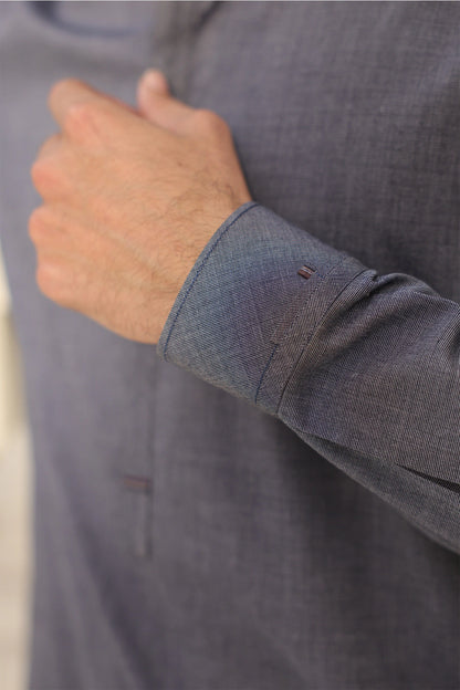 Blue Cotton Kurta with Pants for Men