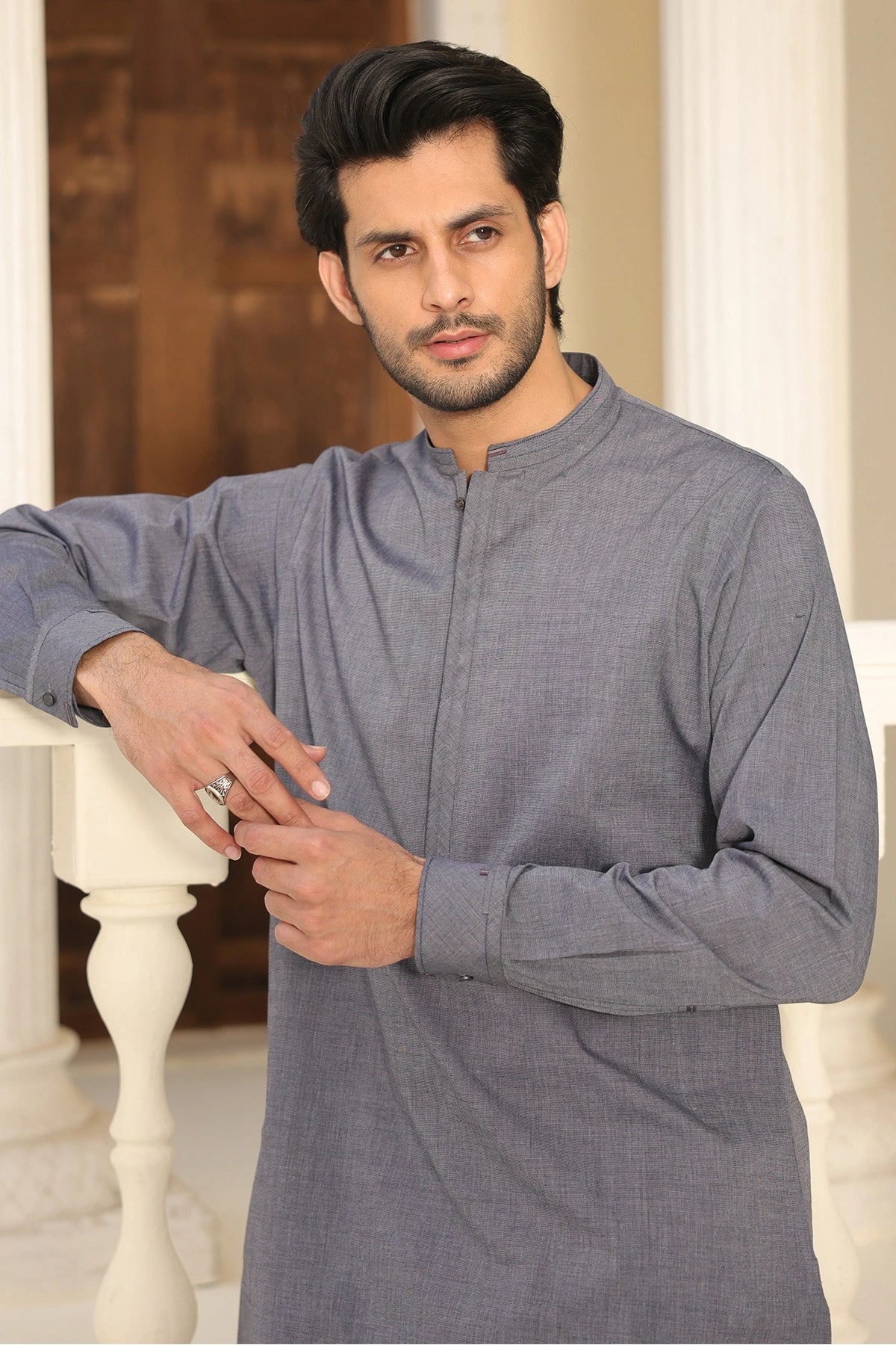 Blue Cotton Kurta with Pants for Men