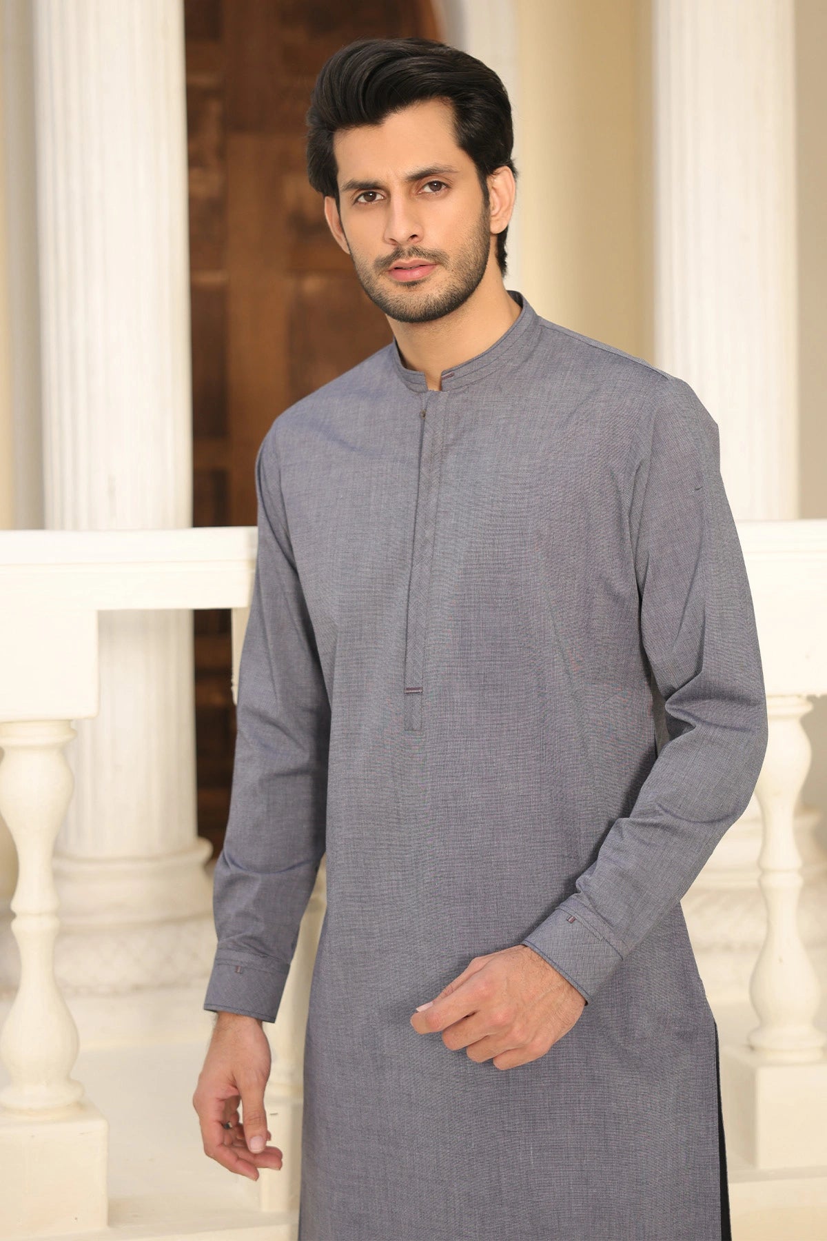 Blue Cotton Kurta with Pants for Men