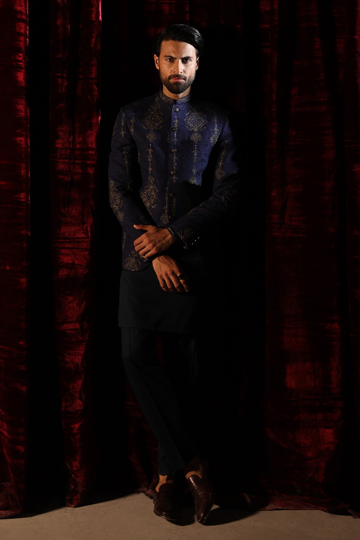 Blue Embroidered Prince coat- PC-105