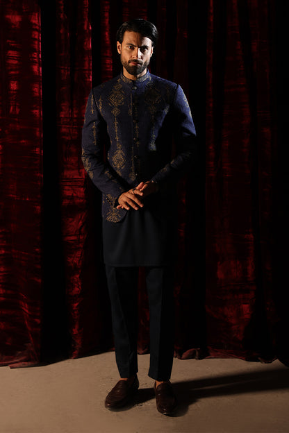 Blue Embroidered Prince coat- PC-105