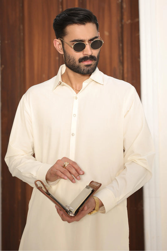 Mens Cream Kurta Shalwar - 1798