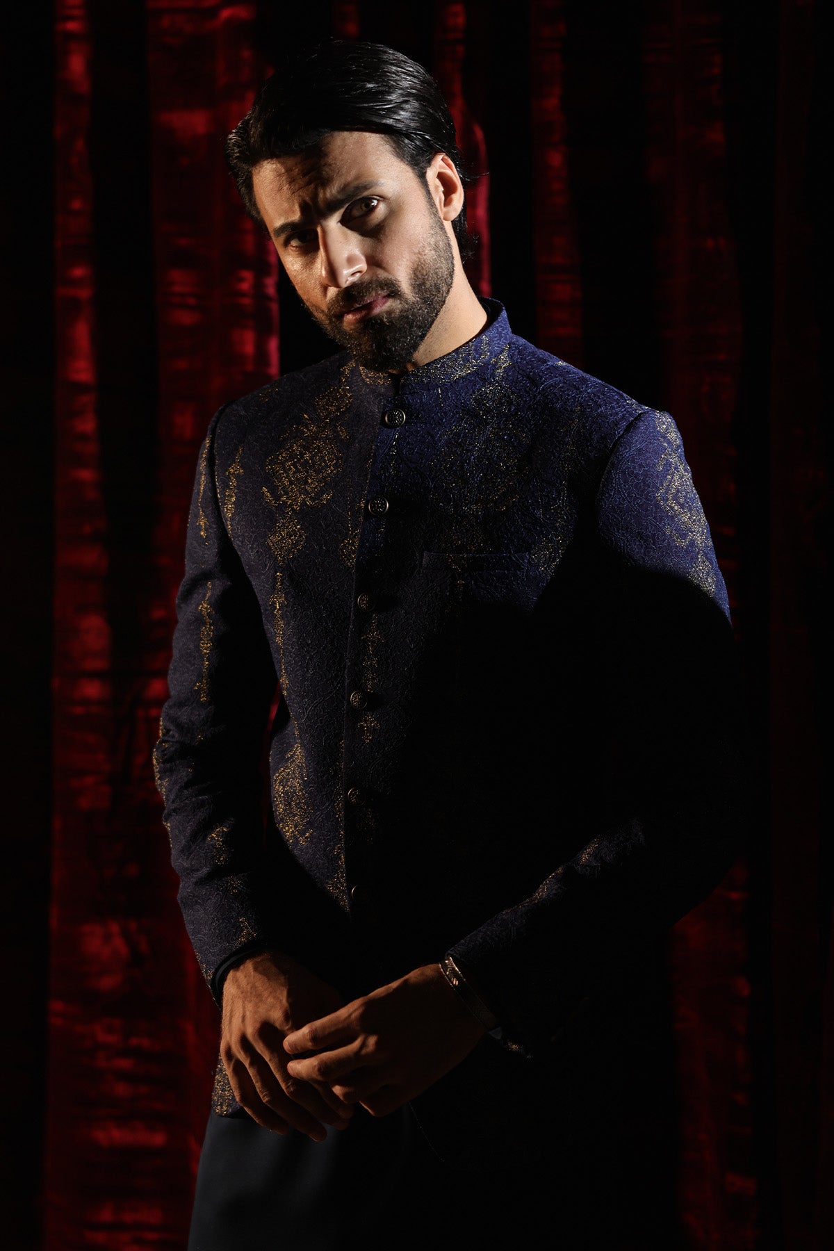 Blue Embroidered Prince coat- PC-105