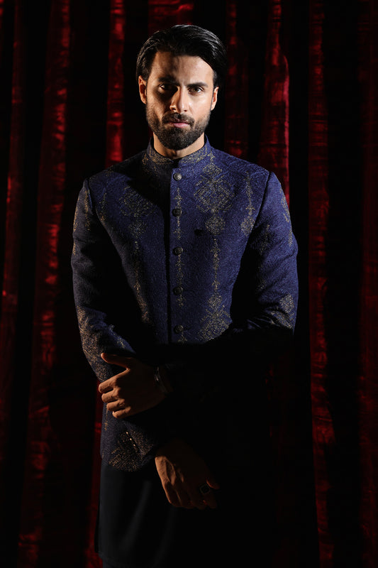 Blue Embroidered Prince coat- PC-105