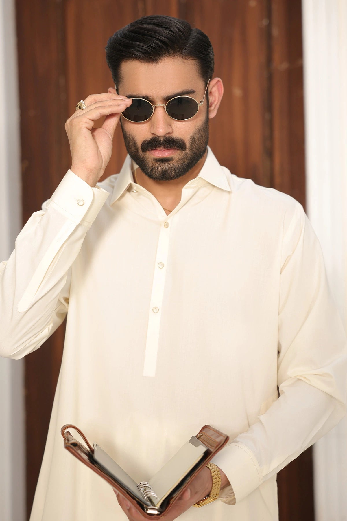 Mens Cream Kurta Shalwar - 1798