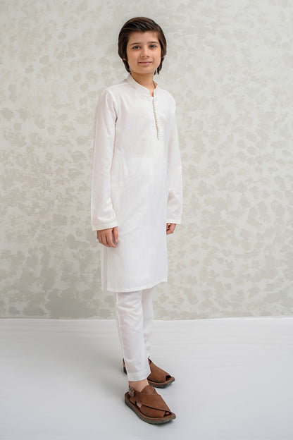 Boys Off White Kurta Pajama - B620