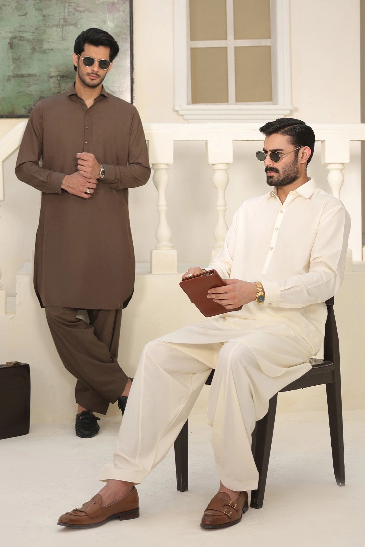 Mens Cream Kurta Shalwar - 1798