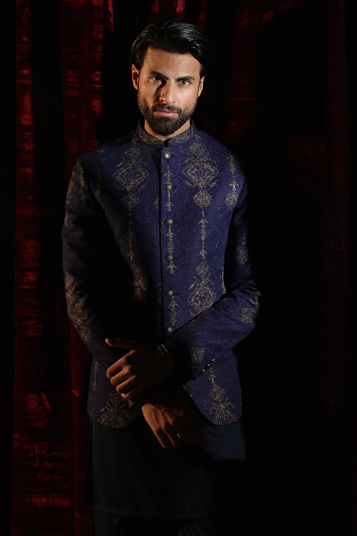 Blue Embroidered Prince coat- PC-105