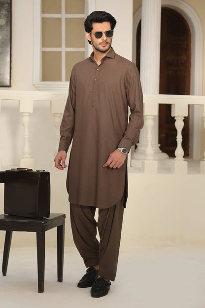 Mens Brown Kurta Shalwar - 1833