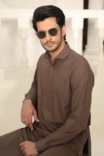 Mens Brown Kurta Shalwar - 1833