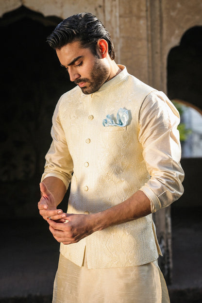 Ivory Self Embroidered Men’s Waistcoat