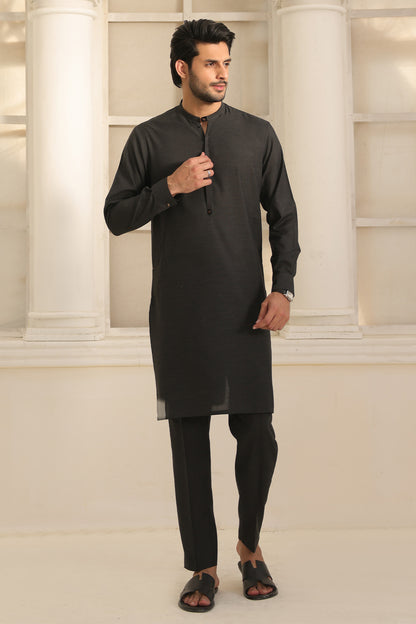 Black Kurta With Pants - 1823