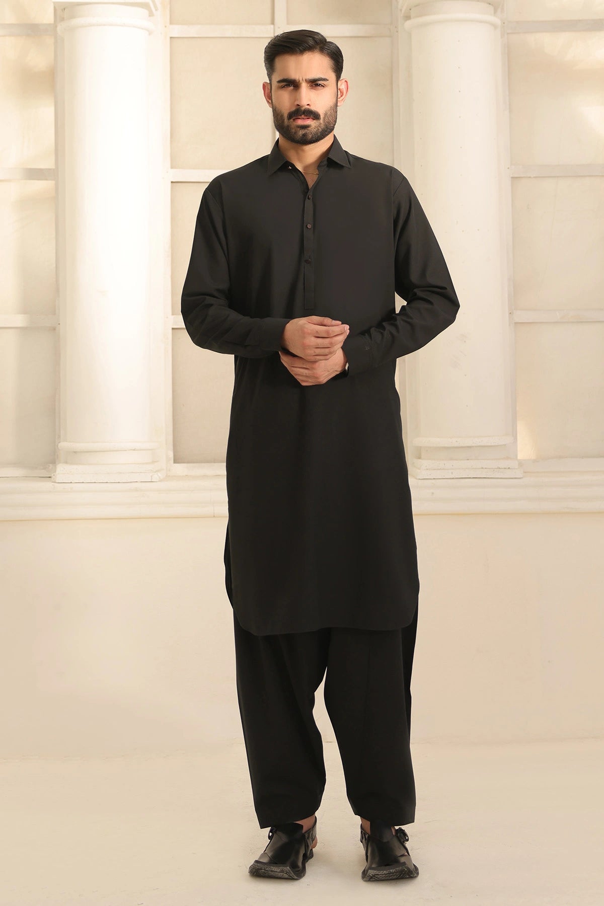 Mens Black Kurta Shalwar Dress