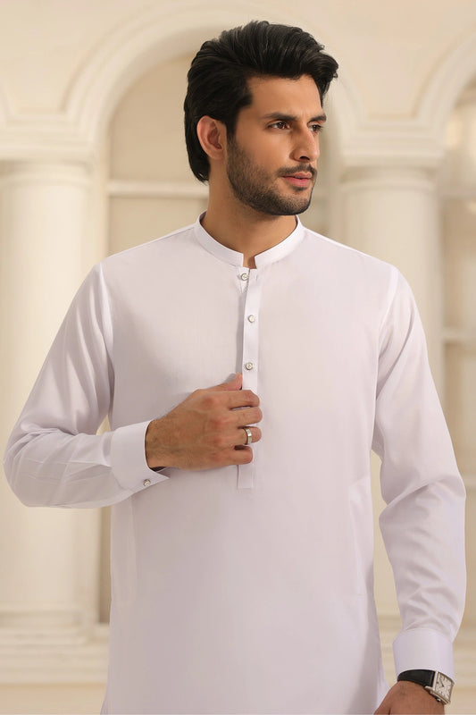 Cotton White Kurta & Pants for Men