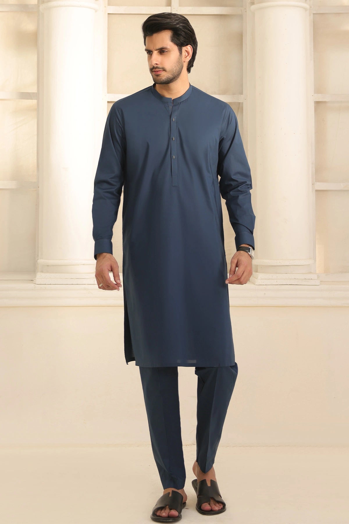 Mens Royal Blue Kurta with Pants
