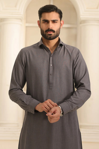 Mens Grey Cotton Kurta Shalwar