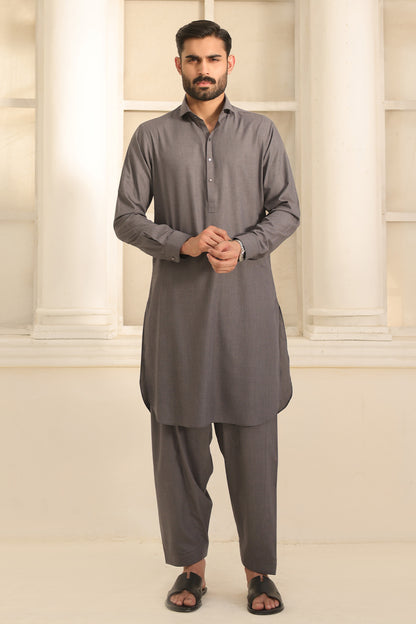 Mens Grey Kurta Shalwar - 1833