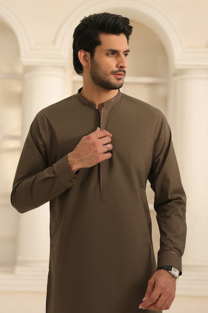 Cotton Brown Kurta Pants - 1810