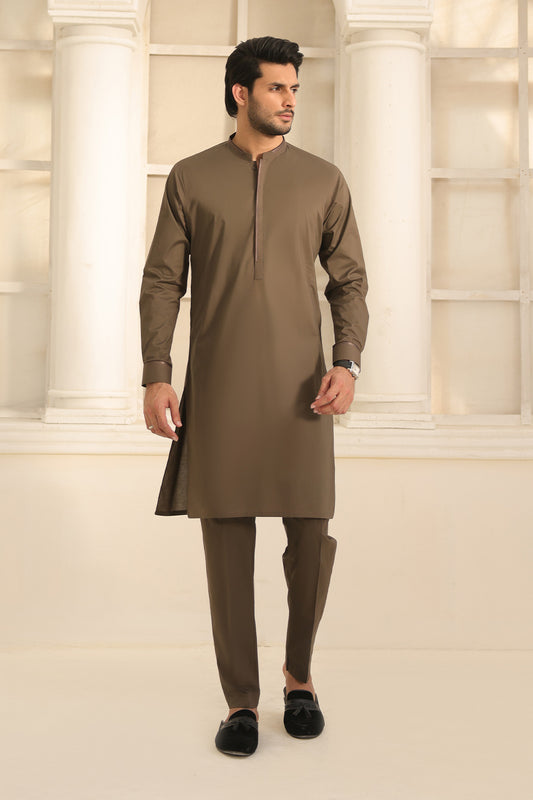 Cotton Brown Kurta Pants - 1810