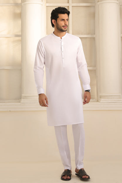 Cotton White Kurta Pants - 1813