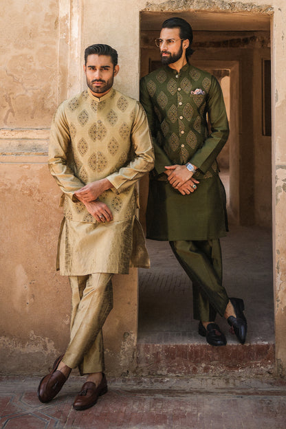 GOLDEN EMBOIDERED WAIST COAT WITH HAND WORK WC-312