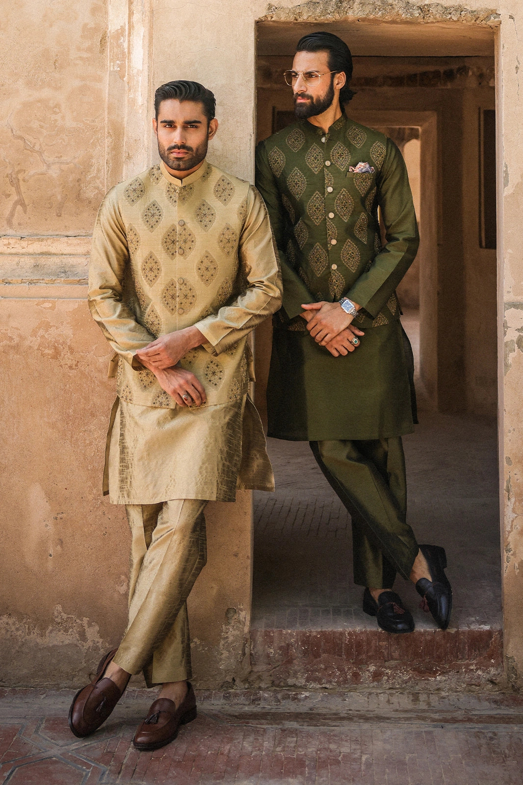 Golden Embroidered Men’s Waistcoat Online Pakistan