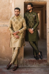 Golden Embroidered Men’s Waistcoat Online Pakistan