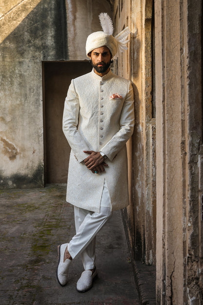 OFFWHITE SELF EMBROIDRED SHERWANI GSW-113