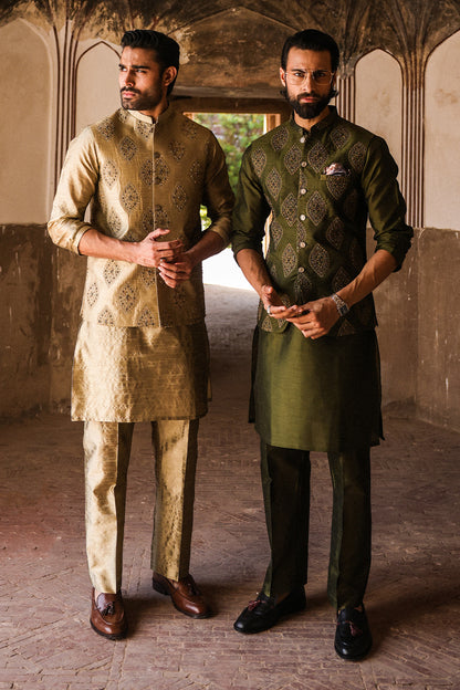 GOLDEN EMBOIDERED WAIST COAT WITH HAND WORK WC-312