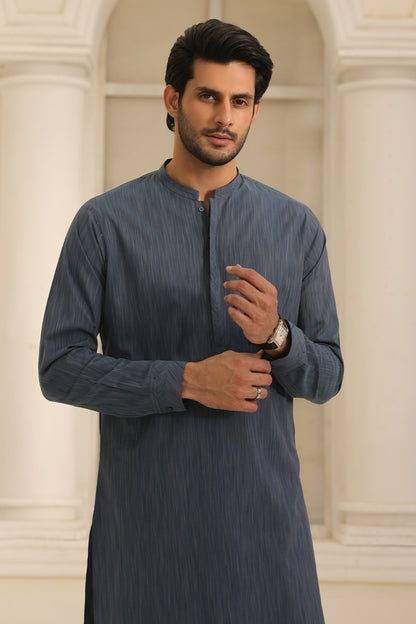 Cotton Blue Kurta Pants - 1825