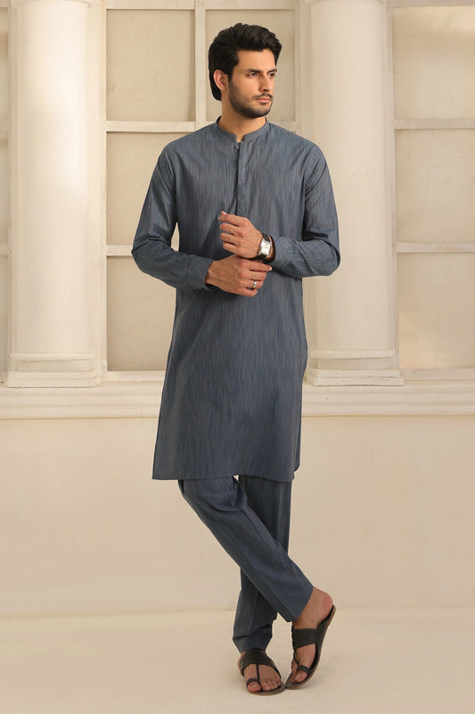 Cotton Blue Kurta & Pants for Men