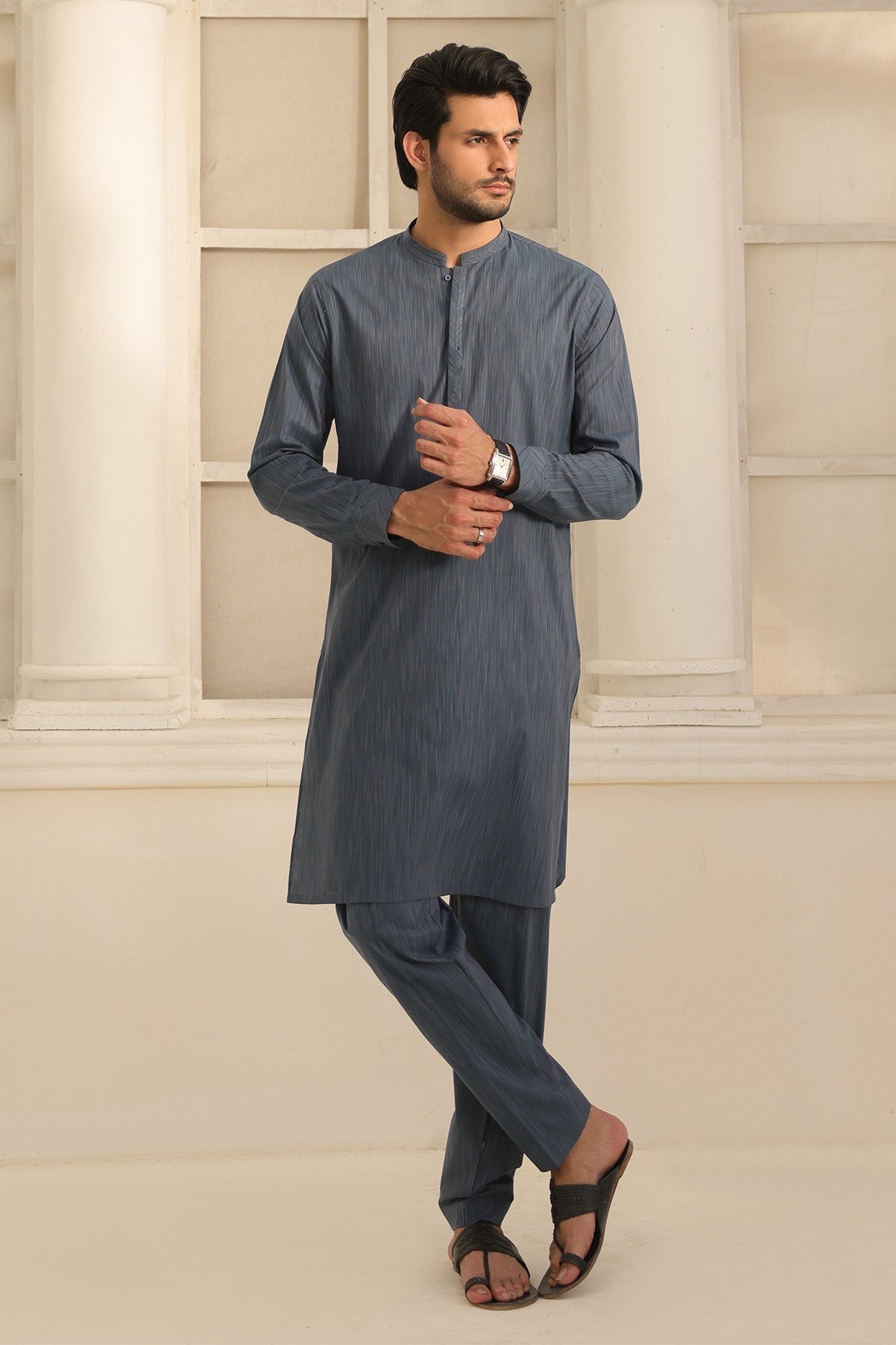 Cotton Blue Kurta Pants - 1825