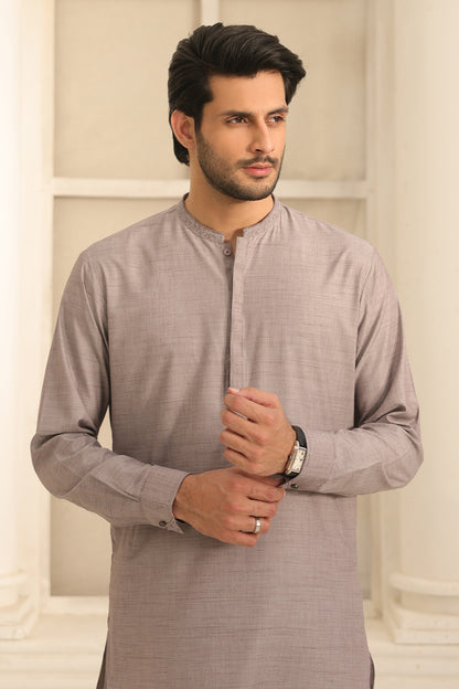 Mens Grey Kurta Shalwar - 1797