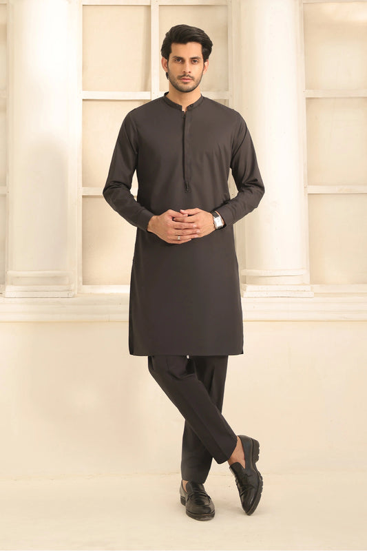 Cotton Black Kurta with Pants for Men