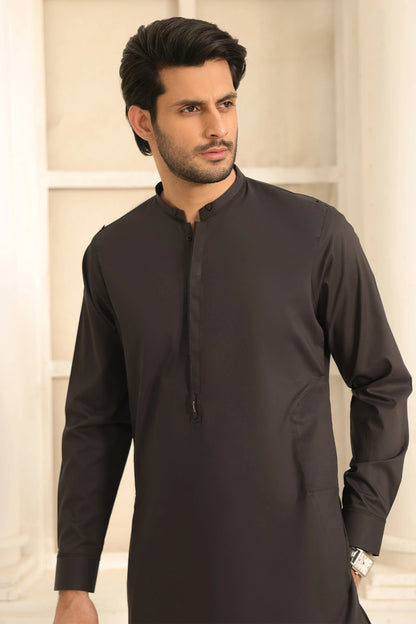 Cotton Black Kurta with Pants for Men
