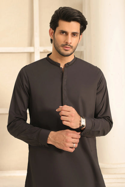 Cotton Black Kurta with Pants for Men