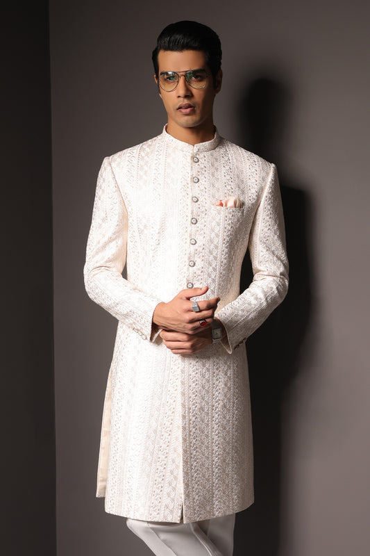 Mens White Pakistani Sherwani