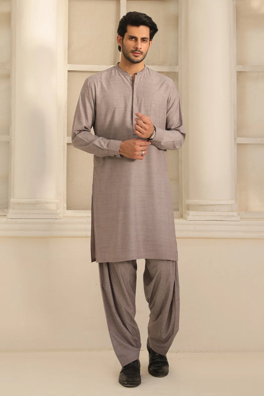 Mens Grey Cotton Kurta Shalwar