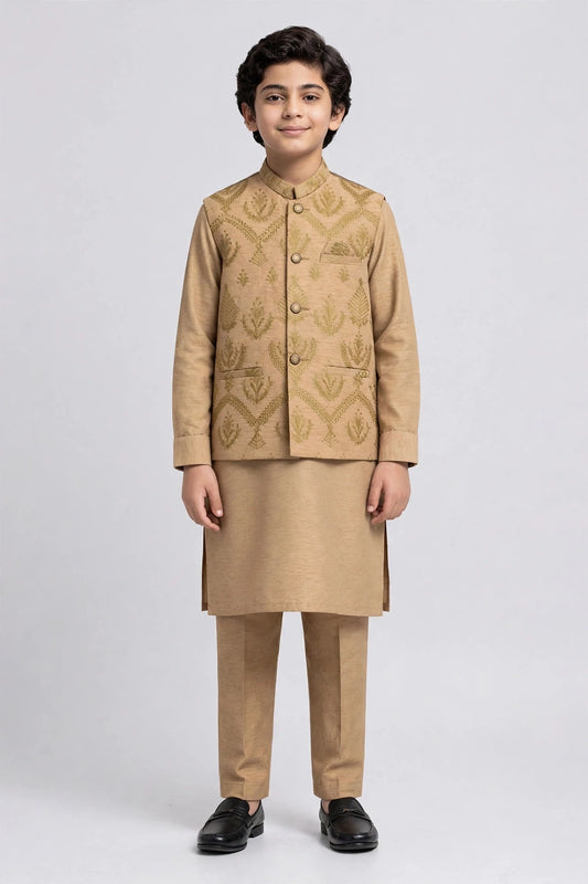 BOYS TROUSER SUIT PLAIN WITH EMBROIDERED W/C B-661