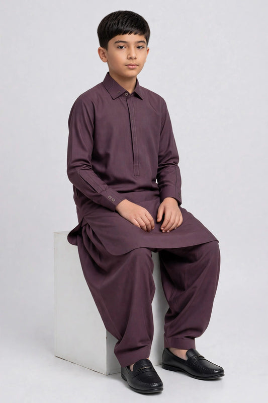 Boys Maroon Shalwar Kameez B-673