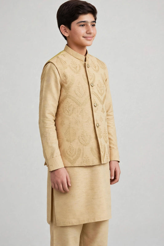 BOYS TROUSER SUIT PLAIN WITH EMBROIDERED W/C B-661