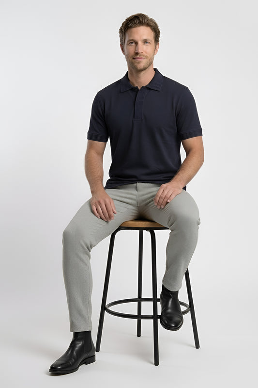 Jacquard polo with jacquard self lining collar GPT-008